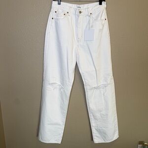 Pistola “Grayson” High Rise Baggy Jean — White Distressed — NWT Size 27